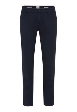 Marineblauwe broeken van katoen, met een slim fit ontwerp, vijf zakken, een knoopsluiting en subtiele stikdetails.