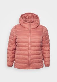 Přiléhavá prošívaná bunda s kapucí v jemně růžové barvě, se zapínáním na zip vpředu a elastickými manžetami pro těsné upevnění. Hladká, lehká tkanina.