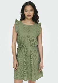 JDY REGULAR CUT ROUND NECK VOLUMINOUS ARM - Vestito casual - oil green