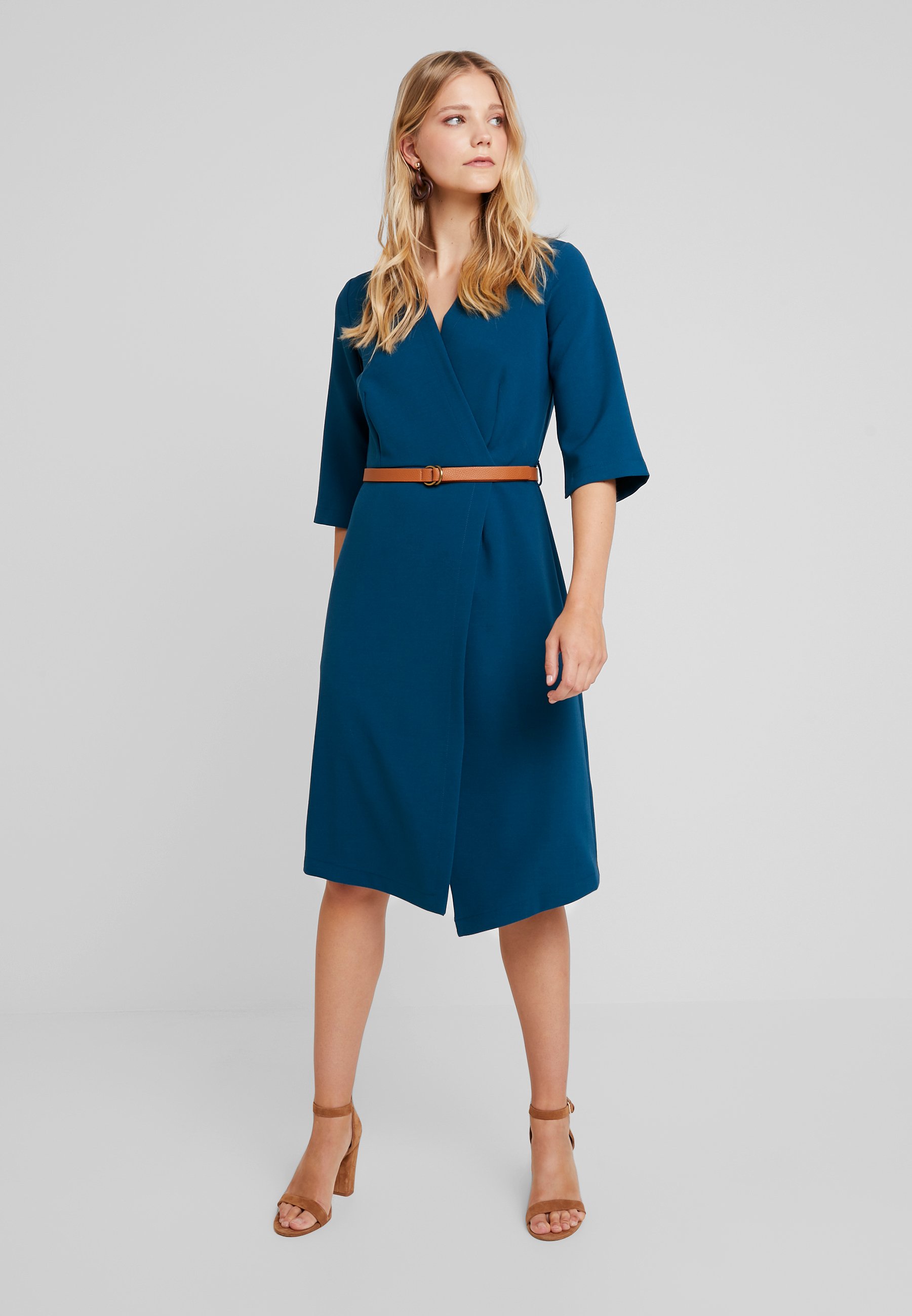 blue wrap dress