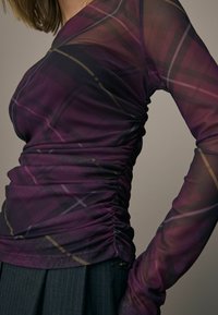 Next LONG SLEEVE RUCHED  - Tops ar garām piedurknēm - purple tartan print