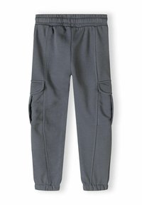 Grijze joggingsbroek met een elastische tailleband, taps toelopende pijpen en zijvakken. Gemaakt van zachte, gemêleerde stof voor comfort.