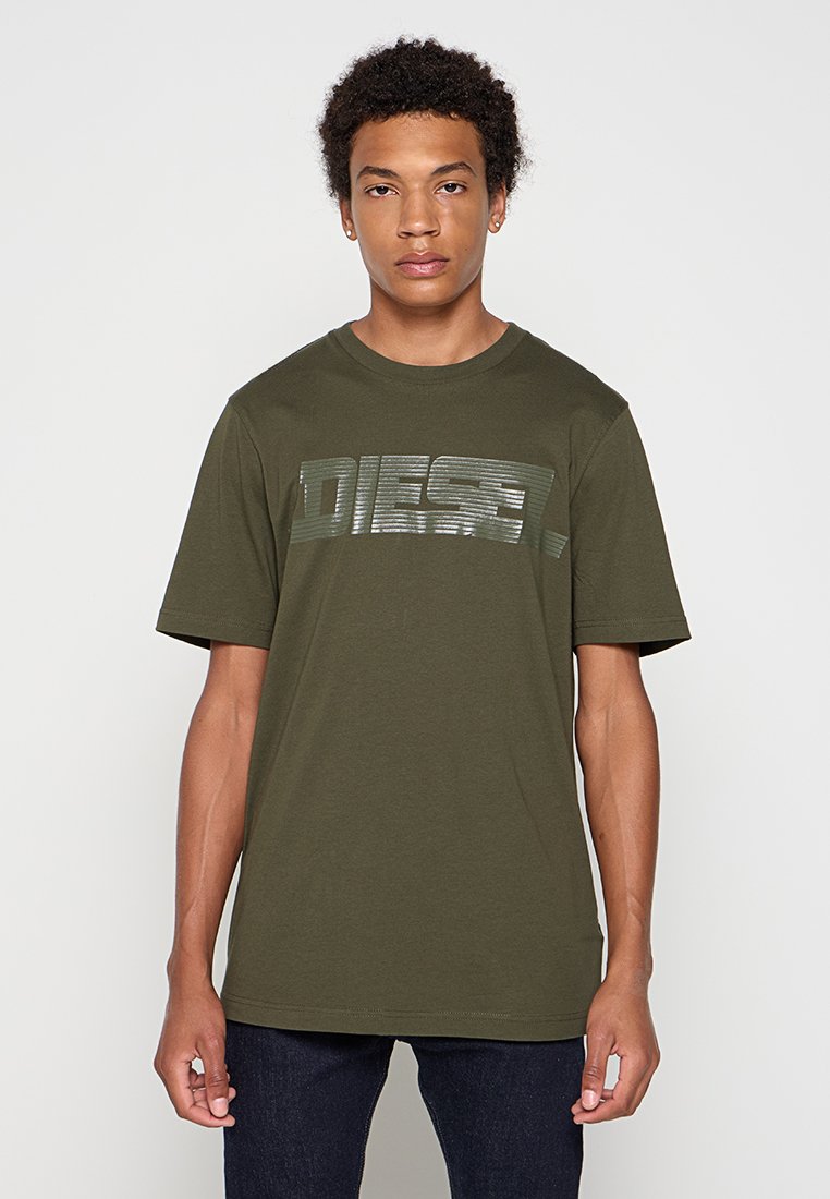 Diesel T-shirt print donkergroen