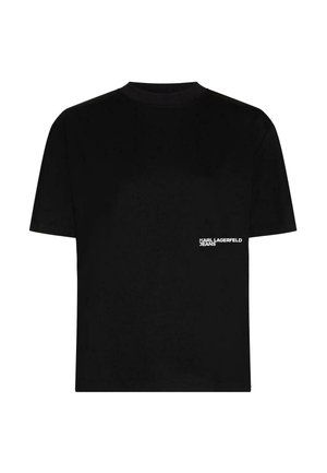 Karl Lagerfeld Jeans, KARL LAGERFELD JEANS T-SHIRT FLOCKED FLORAL - Nyomott mintás póló - black