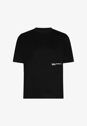 Karl Lagerfeld Jeans, KARL LAGERFELD JEANS T-SHIRT FLOCKED FLORAL - Nyomott mintás póló - black