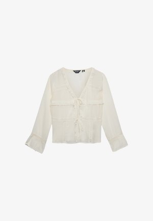 Superdry & Co, SUPERDRY LONG SLEEVE LACE TIE FRONT TOP.. - Bluse - desert bone off white