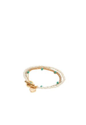 DOBLE LOGO CORAZON CADENA Y PERLAS - Pulsera - perla