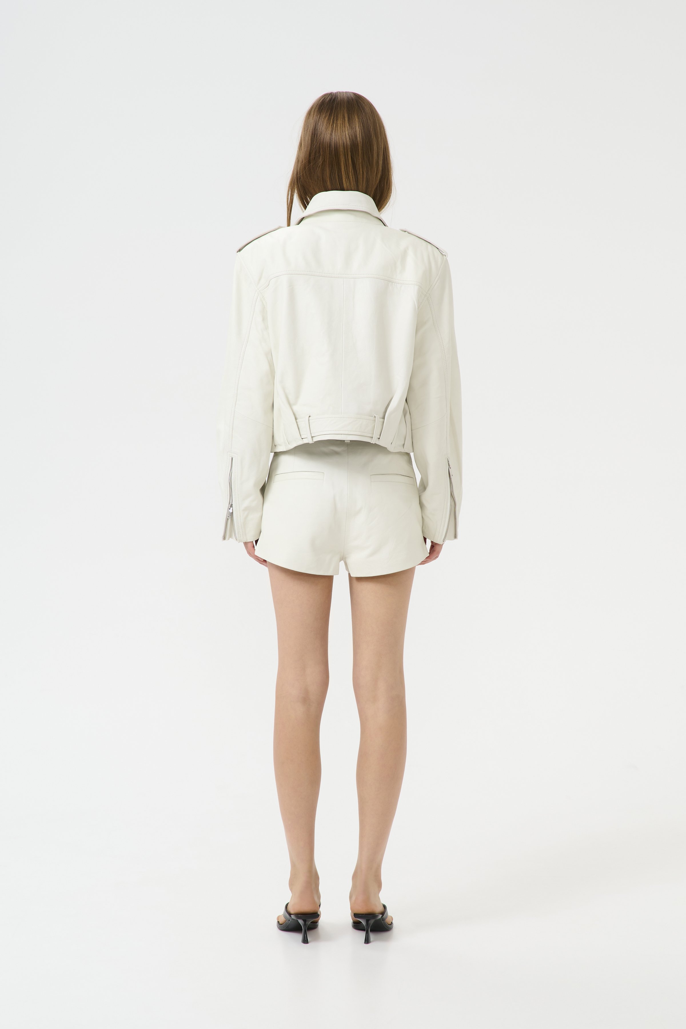 Gestuz KATRI JACKET - Leather jacket - white - Zalando.co.uk