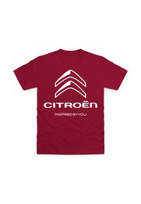 Hnědá bavlněná tričko s bílým logem Citroën a textem "INSPIRUJE NÁM TEBE" v moderním písmu. Krátké rukávy a kulatý výstřih.