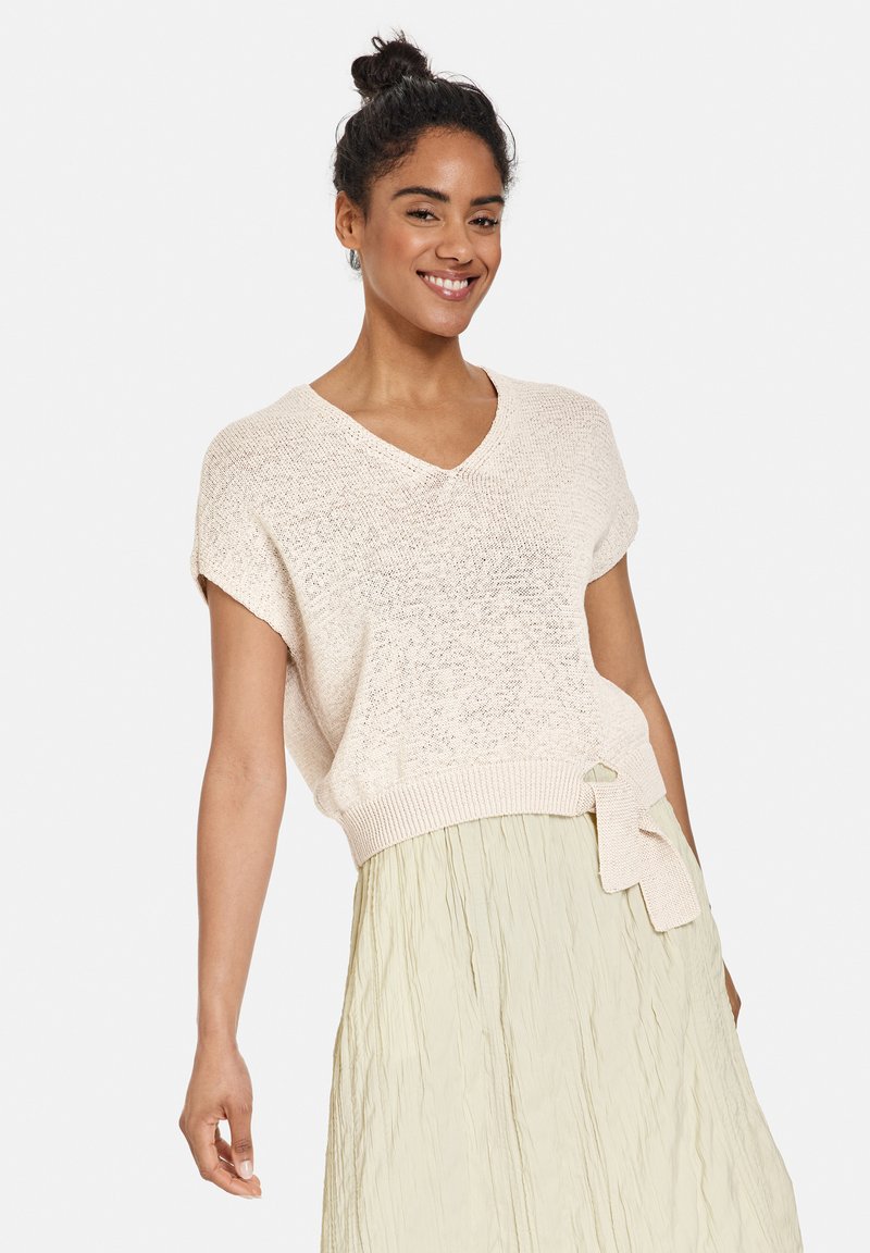Taifun MIT KNOTEN-DETAIL - T-shirt imprimé - light creme/beige - ZALANDO.BE