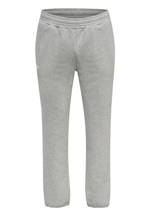 Felpa grigia realizzata in morbido misto cotone, con cintura elastica, tasche laterali e design a gamba affusolata.