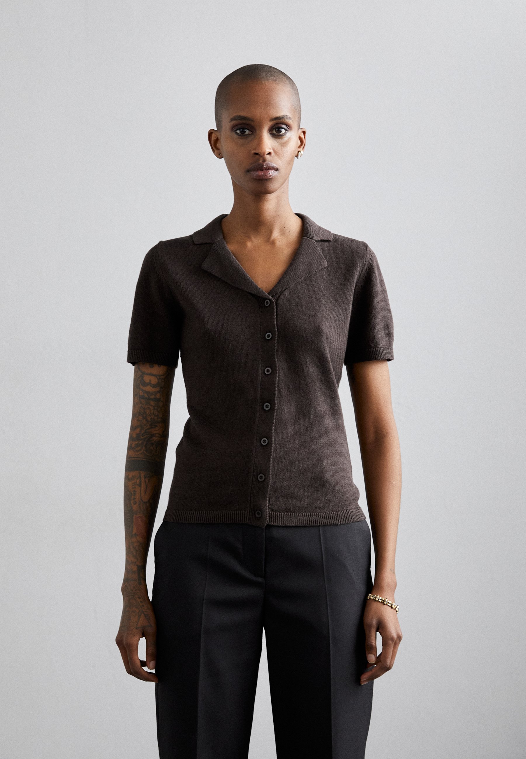 Filippa K Button-down blouse - dark oak/dark brown - Zalando.ie