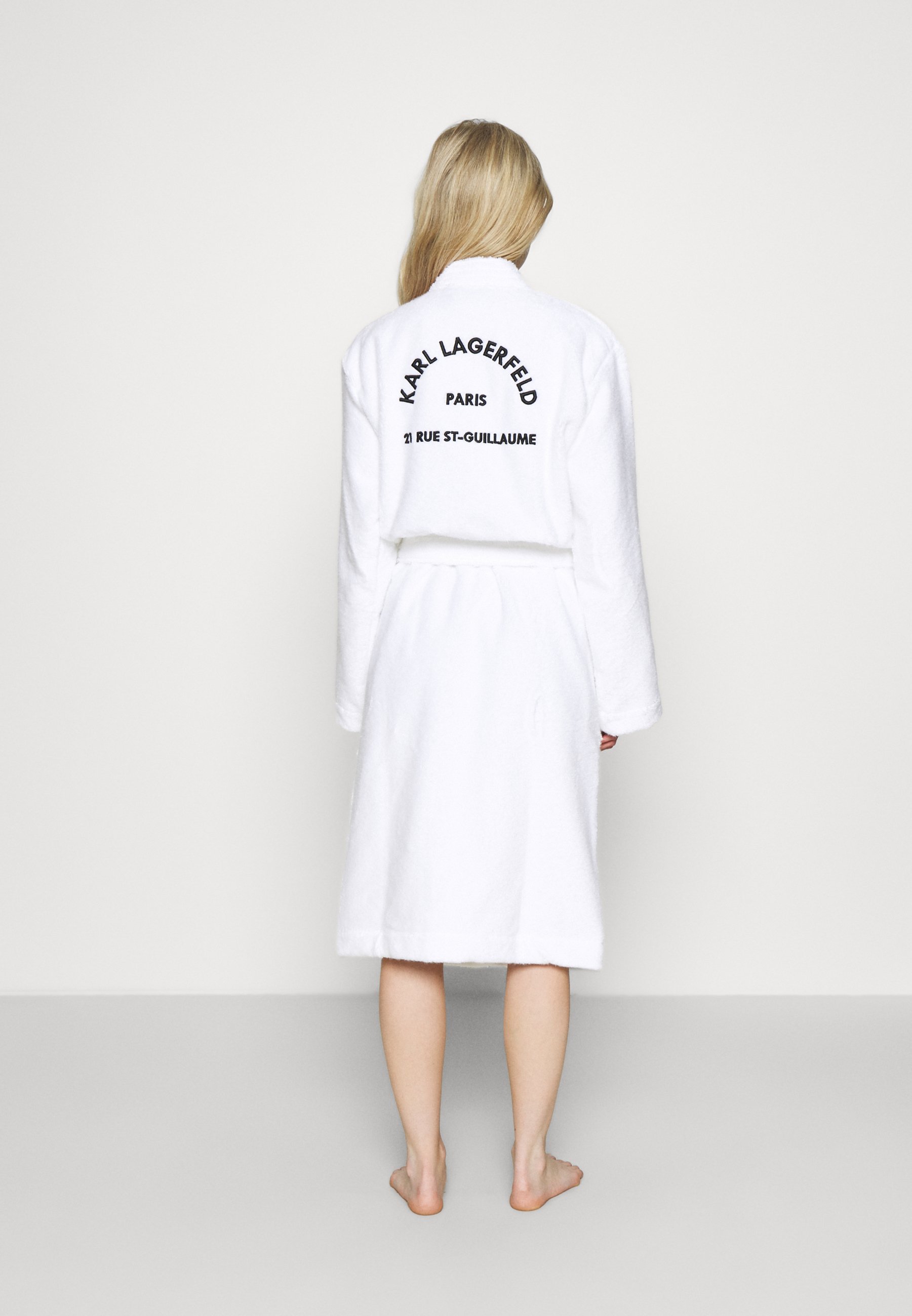 KARL LAGERFELD ADDRESS LOGO BATHROBE Peignoir white blanc ZALANDO.FR