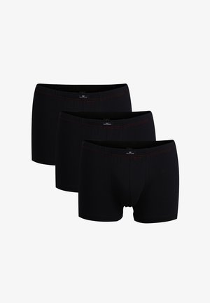 Zwarte katoen boxershorts in een verpakking van drie, met een flexibele tailleband met rode stitching en een aansluitende pasvorm.