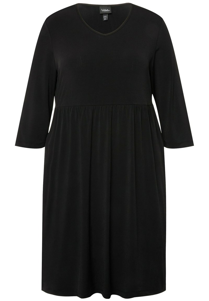 Ulla Popken EMPIRE WAIST 3/4 SLEEVE - Jersey dress - black - Zalando