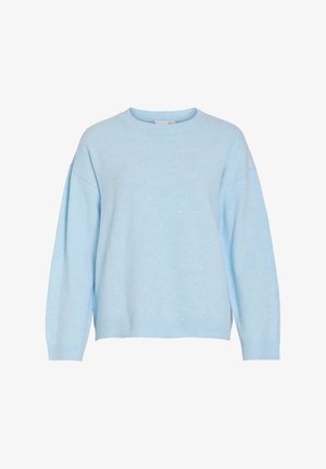 VILA, VILIGA L/S O-NECK KNIT TOP - NOOS - Striktrøje - nantucket breeze detail melange