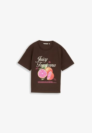TOM TAILOR DENIM, TOM TAILOR DENIM T-SHIRT BOXY FIT T-SHIRT MIT PRINT - T-shirt imprimé - cool dark brown