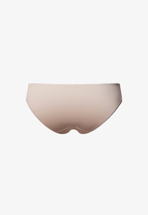 Beige nahtlose Unterwäsche mit einem sanften Verlauf, glatter Textur und gewellten Kanten. Entwickelt für Komfort und eine natürliche Passform.