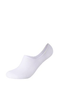 Calzino alla caviglia bianco con texture liscia, progettato per coprire il piede senza superare la caviglia, dotato di punta senza cuciture.