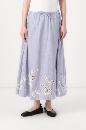 BRODERIE ANGLAISE LONG SKIRT - A-line skirt - classic ithaca/blue