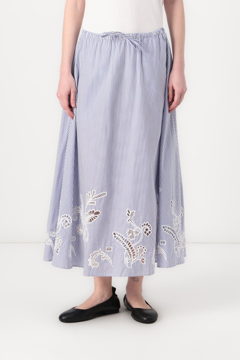 Tommy Hilfiger BRODERIE ANGLAISE LONG SKIRT - Trapecinis sijonas - classic ithaca/blue