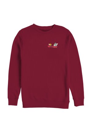 Bordeaux sweatshirt met een ronde hals en lange mouwen. Voorzien van een geborduurde graphic van Tom en Jerry op de borst.