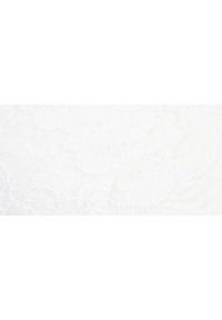 Tela de encaje blanca con un patrón floral, con texturas intrincadas y una apariencia suave y delicada. Superficie lisa con un sutil brillo.