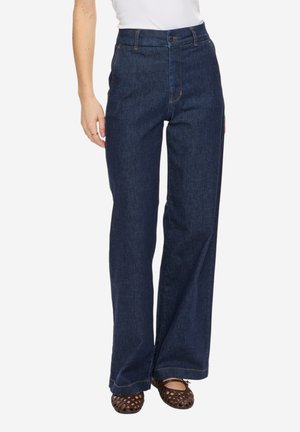 AMBER HR - Pernera ancha - dark blue denim