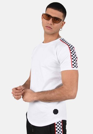 BANDES LATÉRALES DAMIER ET LISERET - T-shirt con stampa - blanc