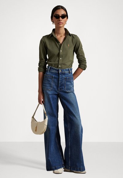 Polo Ralph Lauren LONG SLEEVE BUTTON FRONT SHIRT - Bluza z gumbi - thermal green