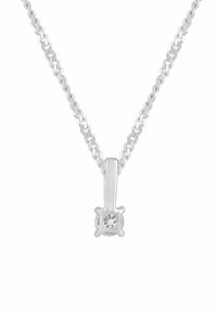 Sudraba kaklarota ar plānu ķ�ēdīti un piekariņu, kurā centrā atrodas caurspīdīgs dārgakmens zvaigznes formas pulētā ietvarā.