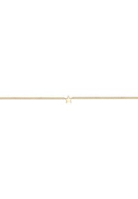 Gouden kettingarmband met een verfijnd geweven ontwerp en een klein sterrenhangertje in het midden, met een gepolijste afwerking en subtiele glans.