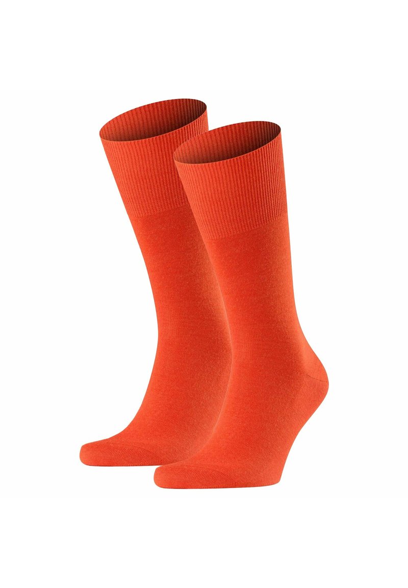 Leuchtend orangefarbene Socken mit einem gerippten Bündchen, die eine glatte Textur und ein klassisches Knöchellang-Design aufweisen, geeignet für den Freizeitgebrauch.