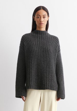LONGSLEEVE STAND UP COLLAR - Pulover - deep grey melange