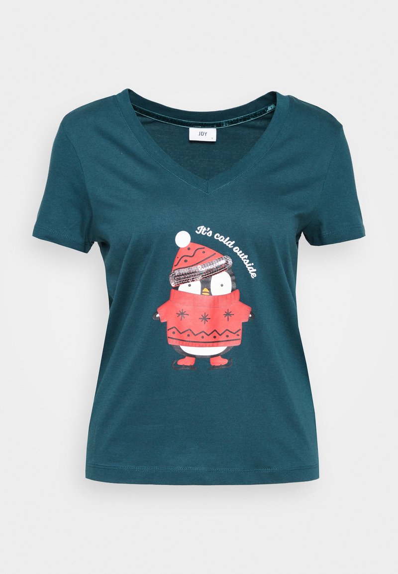 JDY T-shirt print donkergroen