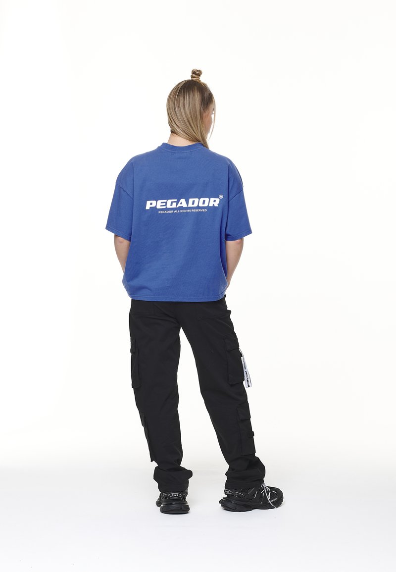 Pegador ARENDAL LOGO HEAVY OVERSIZED TEE - Marškinėliai su spaudiniu - washed true blue/white