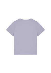 Lila Kurzarm-Cotton-T-Shirt mit klassischem Rundhalsausschnitt und glatter Textur, in einem schlichten, einfarbigen Design.
