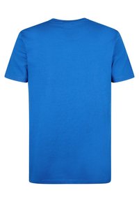 Královsky modré bavlněné tričko s uvolněným střihem, krátkými rukávy a kulatým výstřihem. Hladká textura s jednobarevným designem, bez vzorů nebo akcentů.