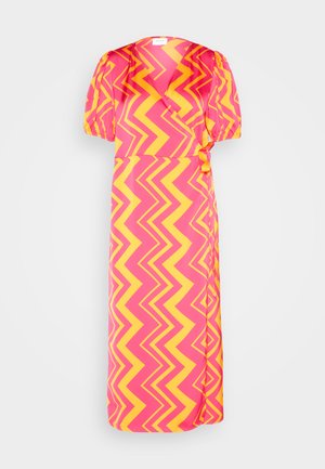 VILA, VIHULA WRAP MIDI DRESS - Denné šaty - pink yarrow/orange