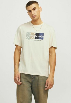 Jack & Jones RUNDHALS - T-shirt print - buttercream
