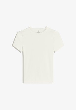 White short-sleeve t-shirt made from soft, lightweight fabric. Features a crew neckline and a simple design without patterns or accents.