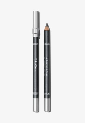 Schwarzer Eyeliner-Stift mit silberner Kappe, elegant zylindrische Form und weiße Textdetails. Glatte Textur, spitze Spitze für präzises Auftragen.