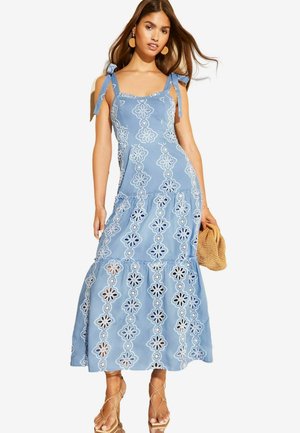 EMBROIDERED TIERED REGULAR FIT - Velika haljina - blue
