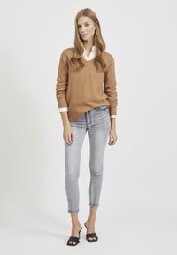 VILA VIRIL L/S V-NECK TOP - Camisola - tigers eye