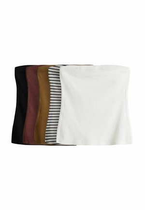 THE SET REGULAR FIT - 5 PACK RIBBED  - Viršus - black khaki green cream red ecru stripe