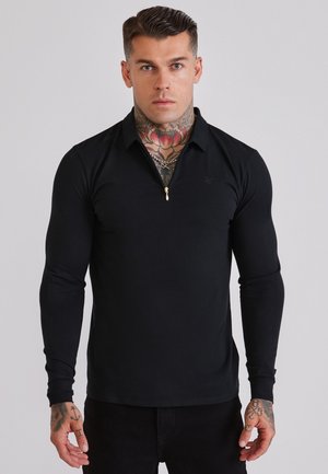 SIKSILK, LS ZIP POLO -SHIRT - Polo - black