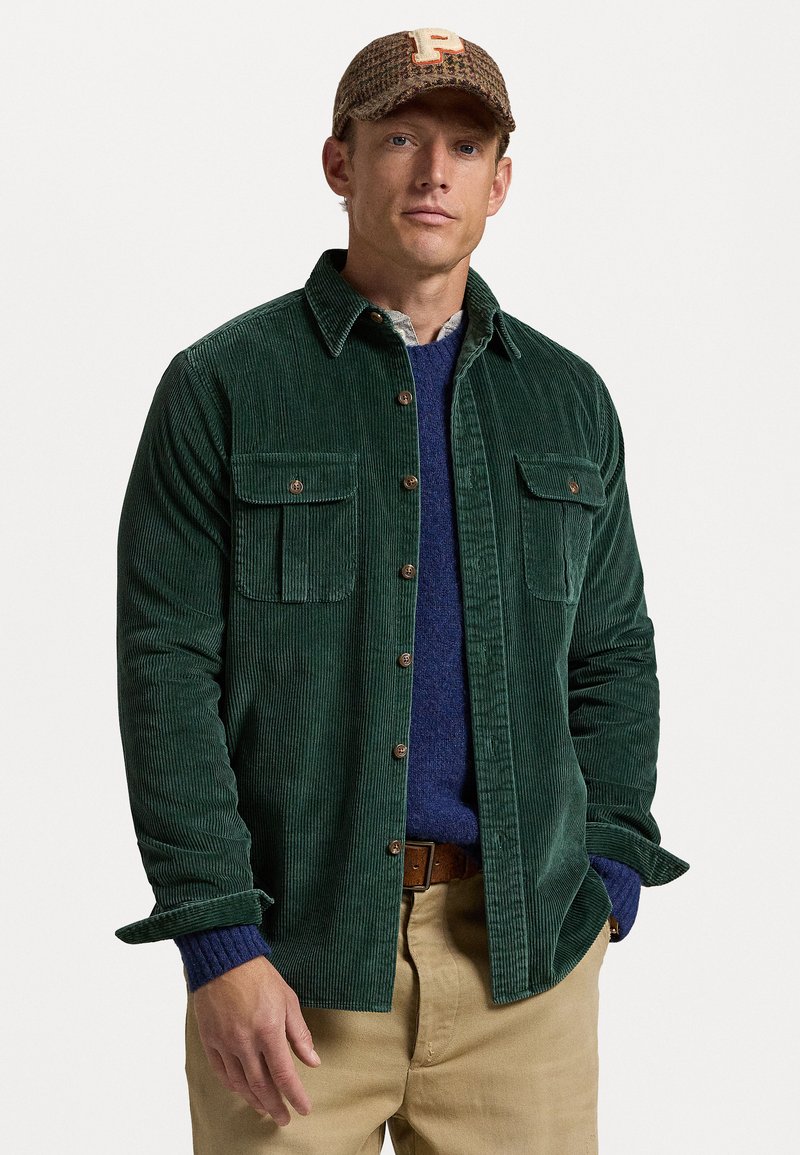Polo Ralph Lauren CLASSIC FIT SUEDE PATCH CORDUROY SHIRT - Ing - moss agate