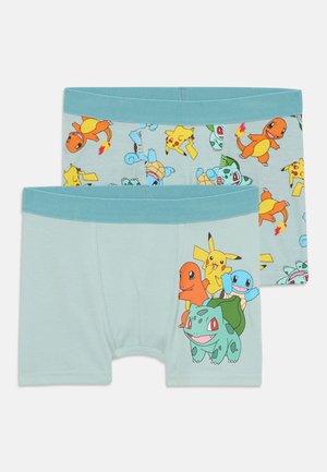 Calzoncillos infantiles de color azul claro con divertidos diseños de dibujos animados de Pokémon, con una cinturilla sólida y estampados juguetones de personajes.