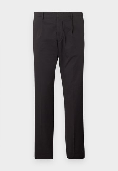 Pantalon habillé noir pour homme, coupe droite, avec passants pour ceinture et poches avant, présenté à plat sur fond blanc.