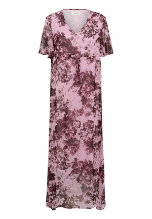 Cream, CRANNU SHORT SLEEVE DRESS - Cocktailjurk - pink w. bordeaux flowers
